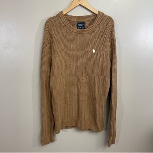 Abercrombie & Fitch men’s size Large cable knot Sweater lightweight tan neutral